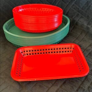Red and Green Plastic Foodservice Baskets